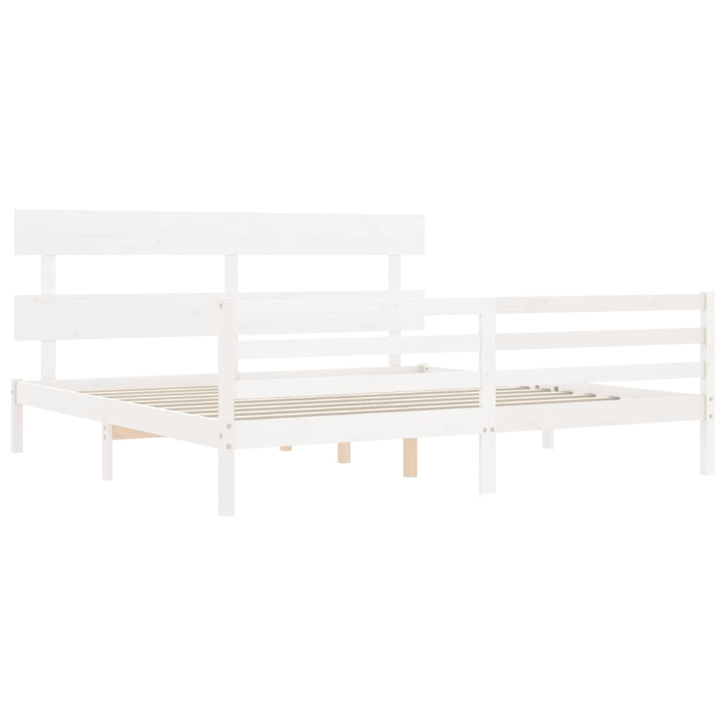 Giroletto con Testiera Bianco 200x200 cm in Legno Massello
