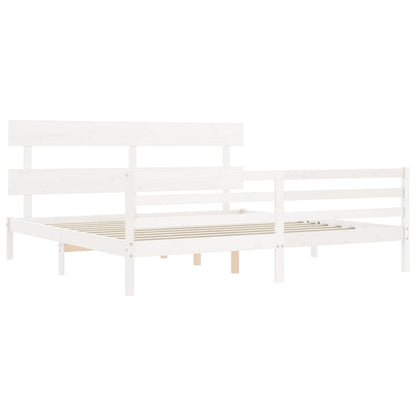 Giroletto con Testiera Bianco 200x200 cm in Legno Massello