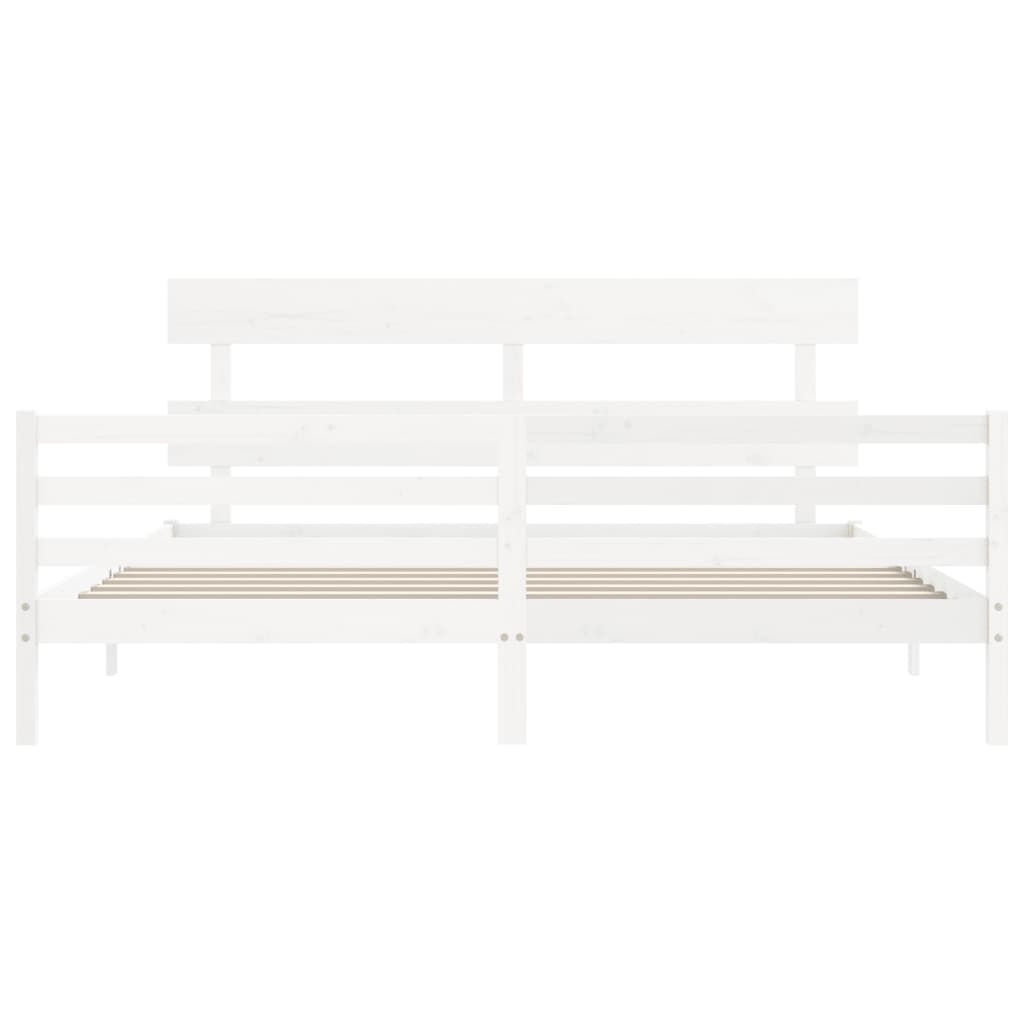 Giroletto con Testiera Bianco 200x200 cm in Legno Massello