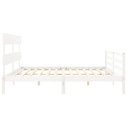 Giroletto con Testiera Bianco 200x200 cm in Legno Massello | homemem39