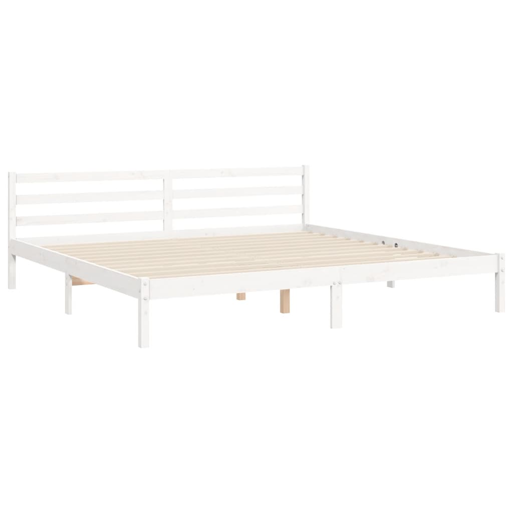 Giroletto con Testiera Bianco 200x200 cm in Legno Massello | homemem39