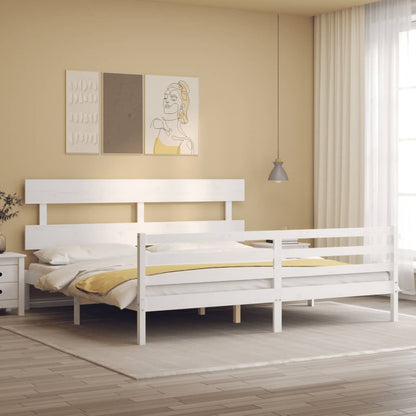 Giroletto con Testiera Bianco 200x200 cm in Legno Massello | homemem39