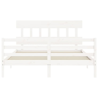 Giroletto con Testiera Bianco 160x200 cm Legno Massello