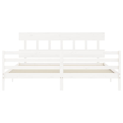 Giroletto Testiera Bianco Super King Size in Legno Massello