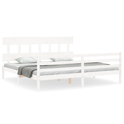 Giroletto con Testiera Bianco 200x200 cm in Legno Massello | homemem39