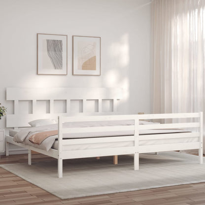 Giroletto con Testiera Bianco 200x200 cm in Legno Massello | homemem39