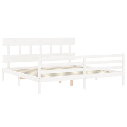 Giroletto con Testiera Bianco 200x200 cm in Legno Massello | homemem39