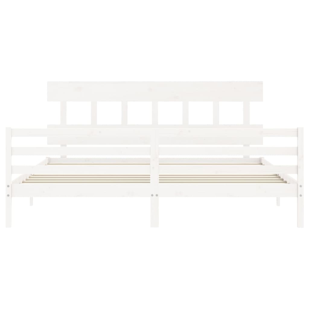 Giroletto con Testiera Bianco 200x200 cm in Legno Massello