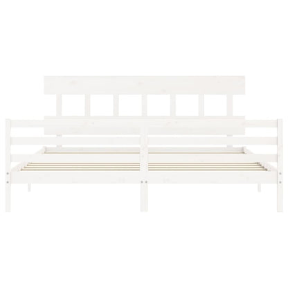 Giroletto con Testiera Bianco 200x200 cm in Legno Massello