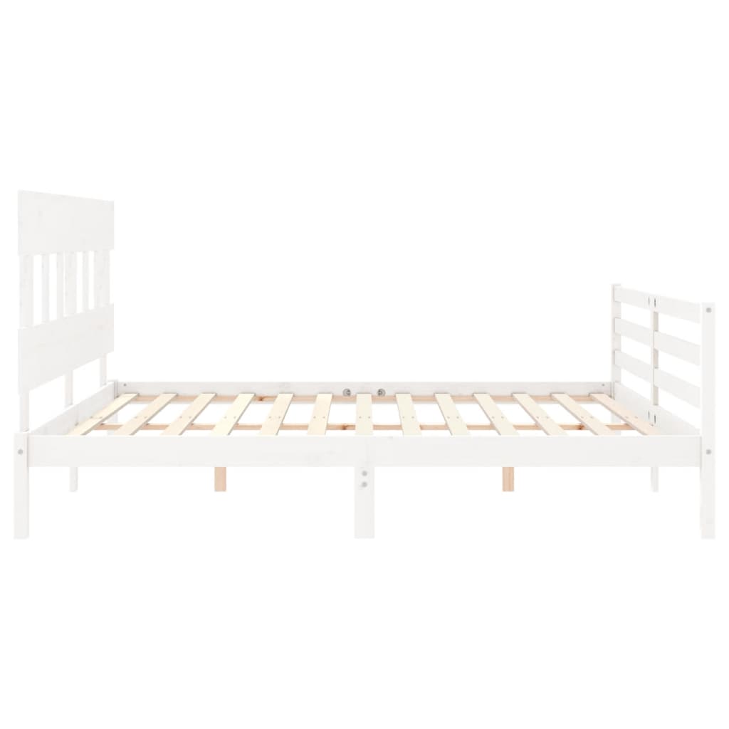 Giroletto con Testiera Bianco 200x200 cm in Legno Massello | homemem39