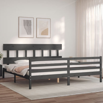 Giroletto con Testiera Grigio 200x200 cm in Legno Massello | homemem39