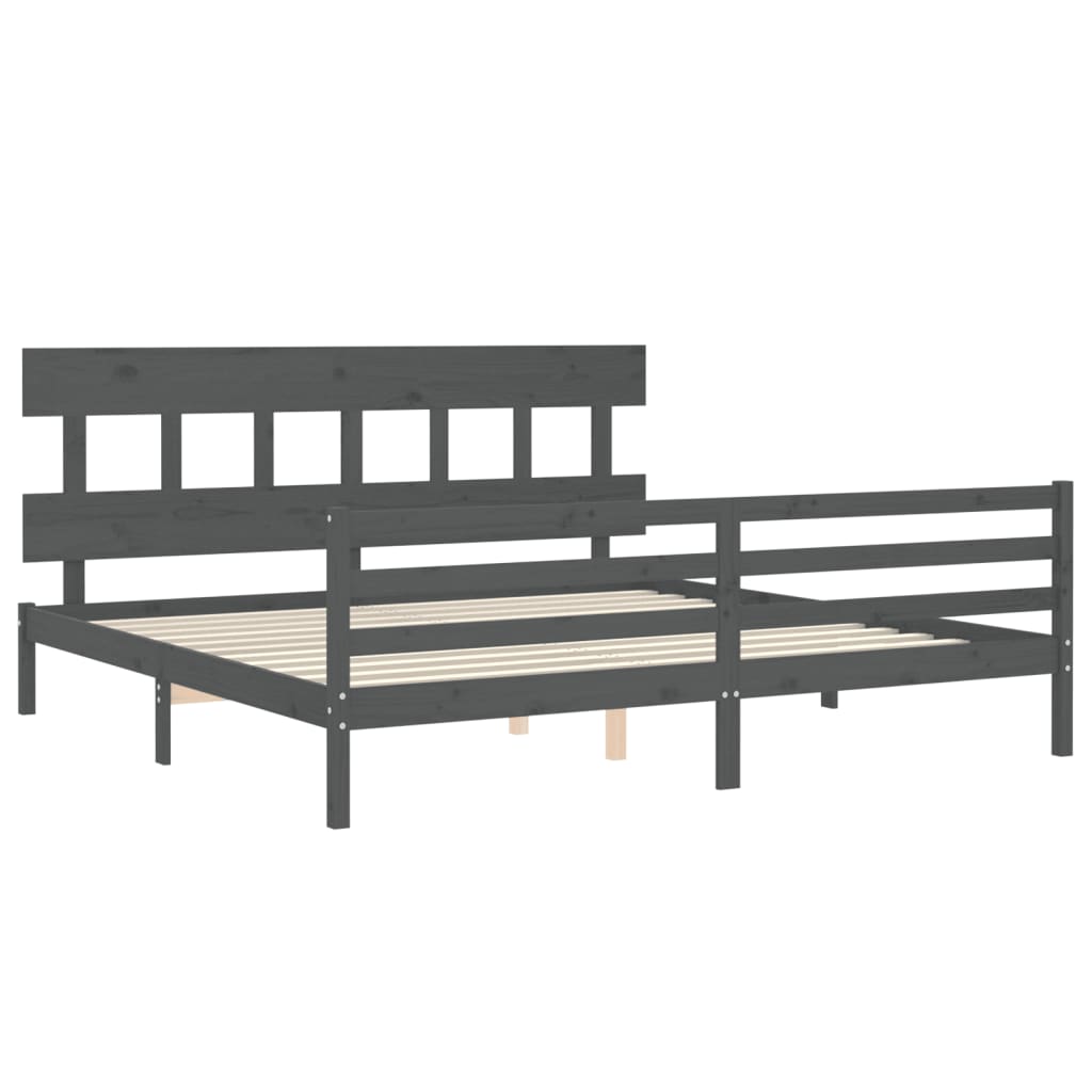 Giroletto con Testiera Grigio 200x200 cm in Legno Massello | homemem39