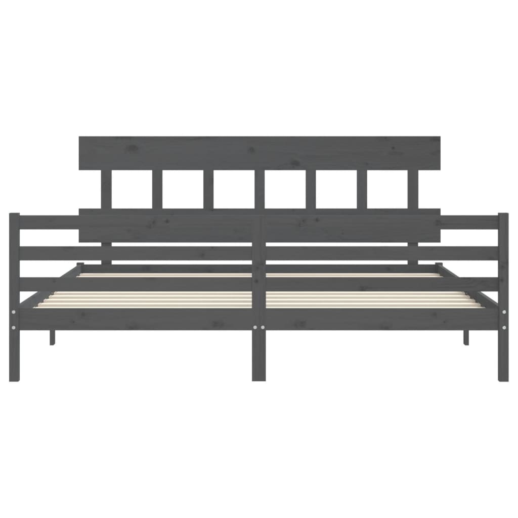 Giroletto con Testiera Grigio 200x200 cm in Legno Massello | homemem39
