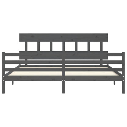 Giroletto con Testiera Grigio 200x200 cm in Legno Massello | homemem39