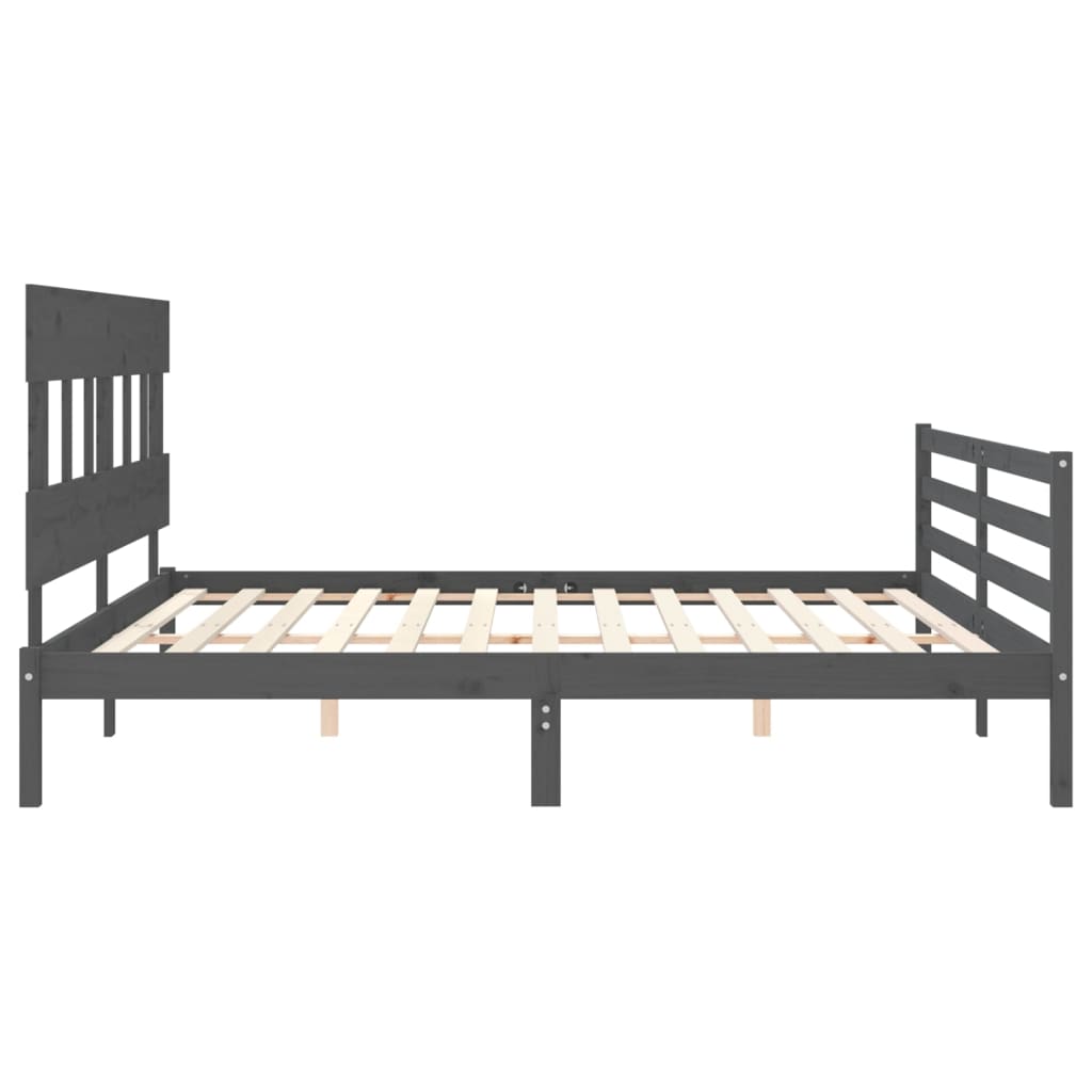 Giroletto con Testiera Grigio 200x200 cm in Legno Massello | homemem39