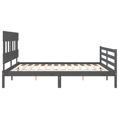Giroletto con Testiera Grigio 200x200 cm in Legno Massello | homemem39