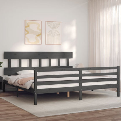 Giroletto con Testiera Grigio 200x200 cm in Legno Massello | homemem39