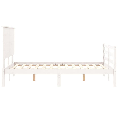 Giroletto con Testiera Bianco 140x190 cm in Legno Massello - homemem39