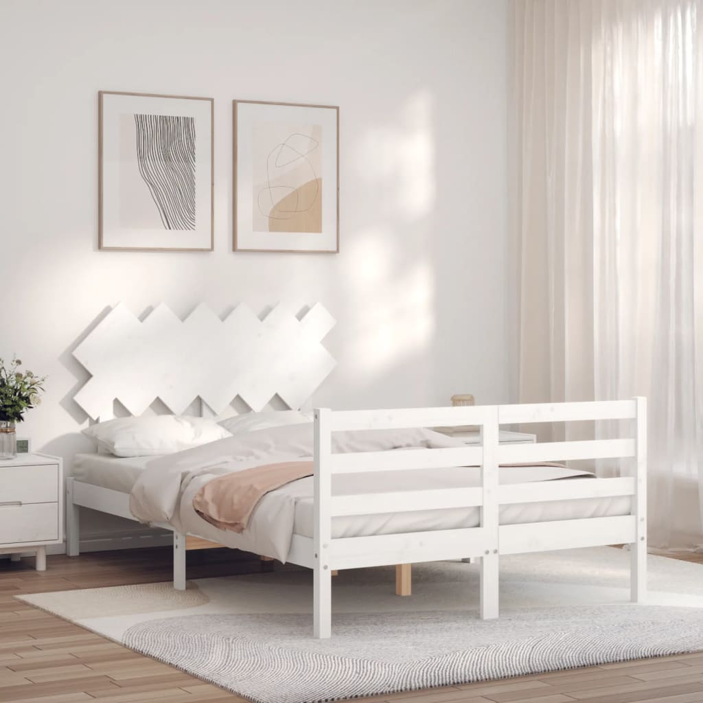 Giroletto con Testiera Bianco Double in Legno Massello - homemem39