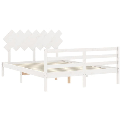 Giroletto con Testiera Bianco King Size in Legno Massello - homemem39
