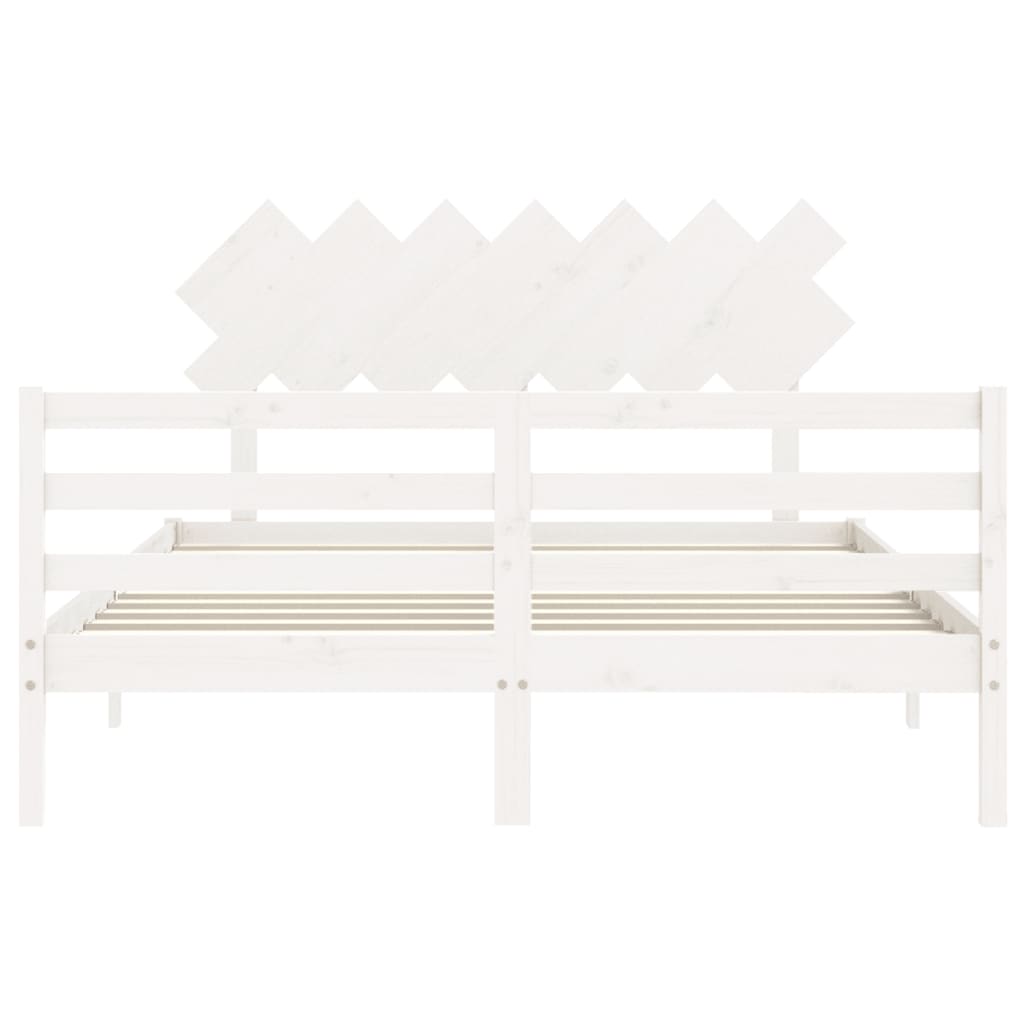 Giroletto con Testiera Bianco King Size in Legno Massello - homemem39