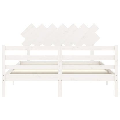 Giroletto con Testiera Bianco King Size in Legno Massello - homemem39