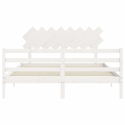 Giroletto con Testiera Bianco 160x200 cm Legno Massello