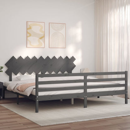 Giroletto con Testiera Grigio 200x200 cm in Legno Massello | homemem39