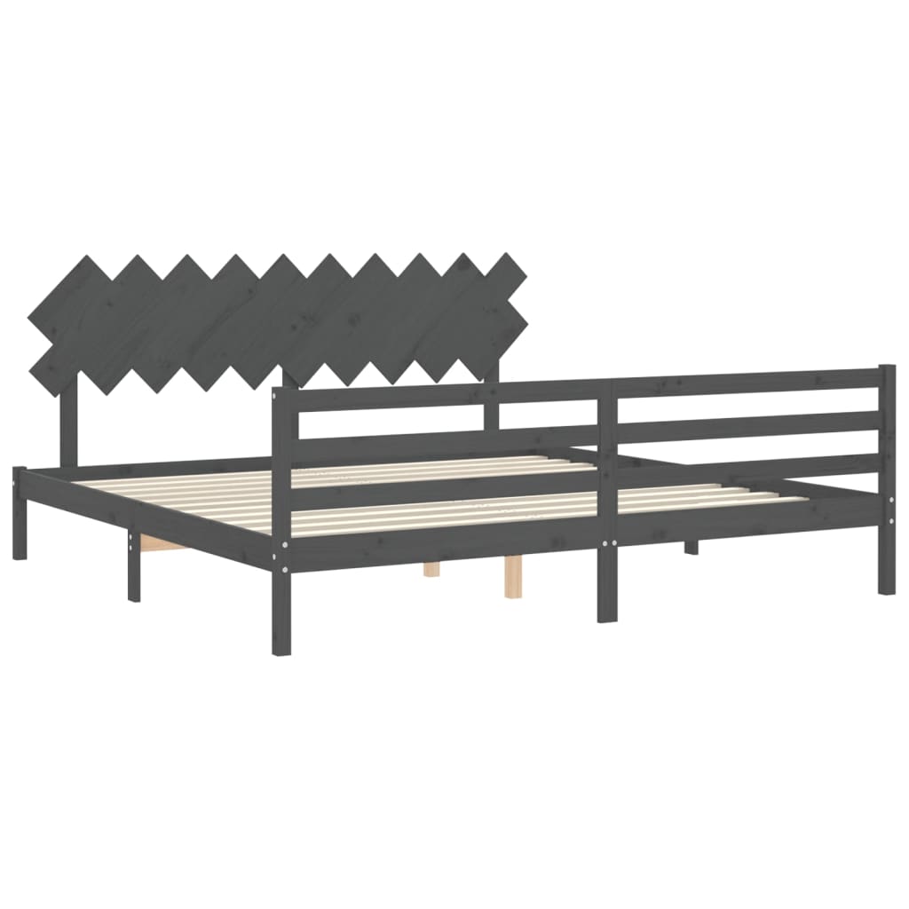 Giroletto con Testiera Grigio 200x200 cm in Legno Massello | homemem39