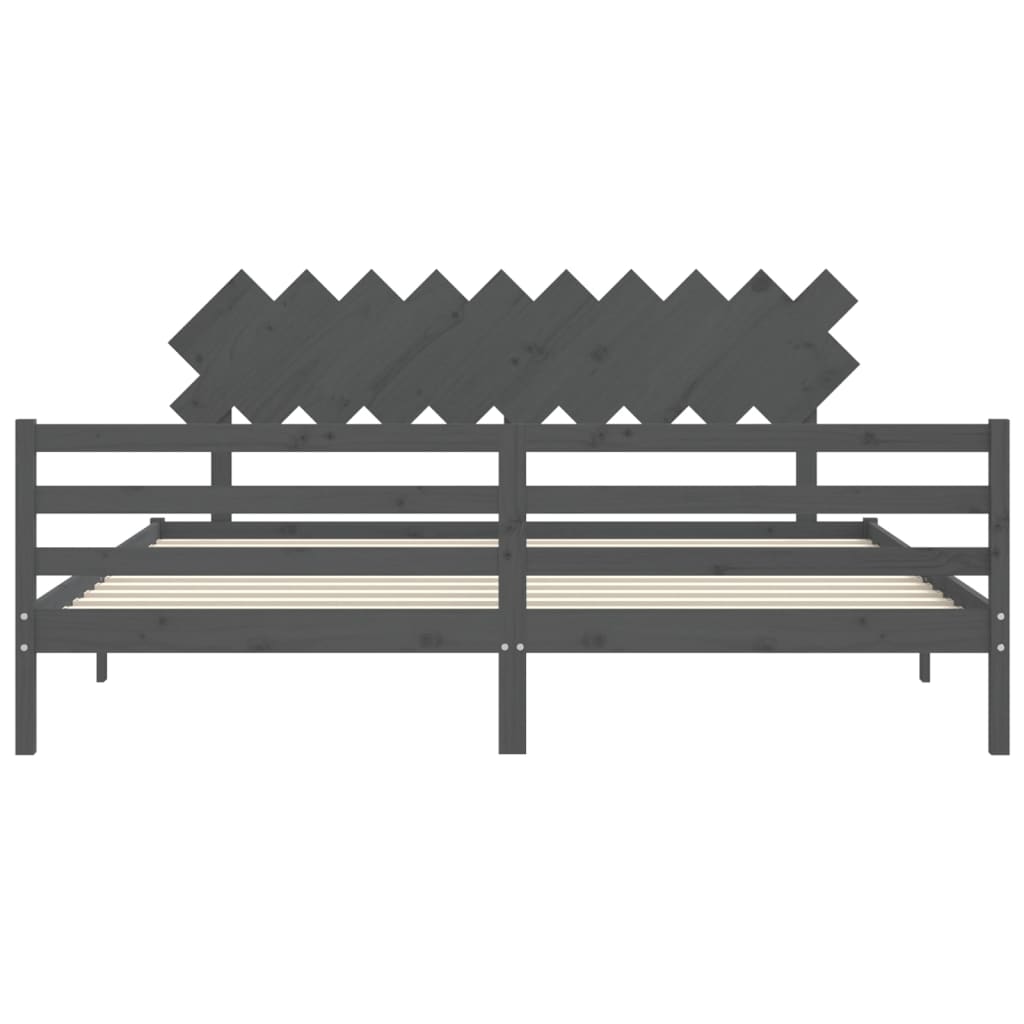 Giroletto con Testiera Grigio 200x200 cm in Legno Massello | homemem39