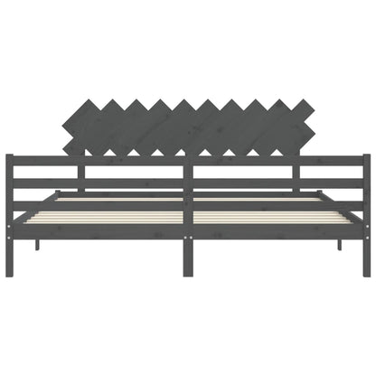 Giroletto con Testiera Grigio 200x200 cm in Legno Massello | homemem39