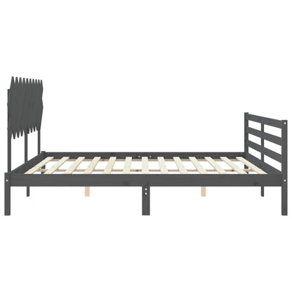 Giroletto con Testiera Grigio 200x200 cm in Legno Massello | homemem39