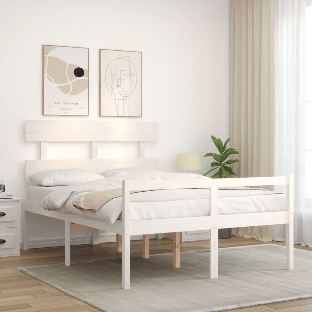 Letto per Anziani Bianco Testiera Small Double Legno Massello | homemem39