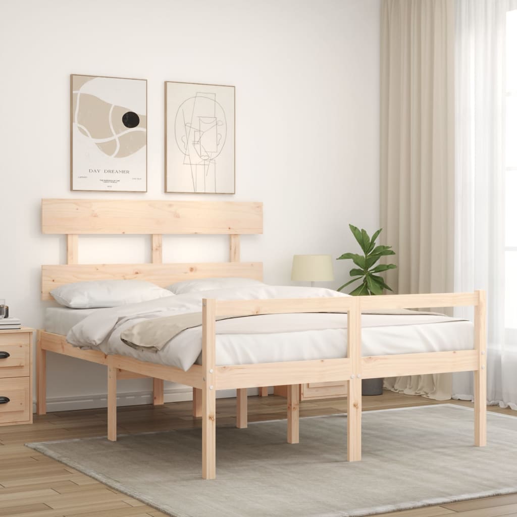 Letto per Anziani con Testiera 140x190 cm in Legno Massello - homemem39