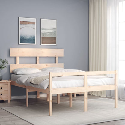 Letto per Anziani con Testiera 140x190 cm in Legno Massello