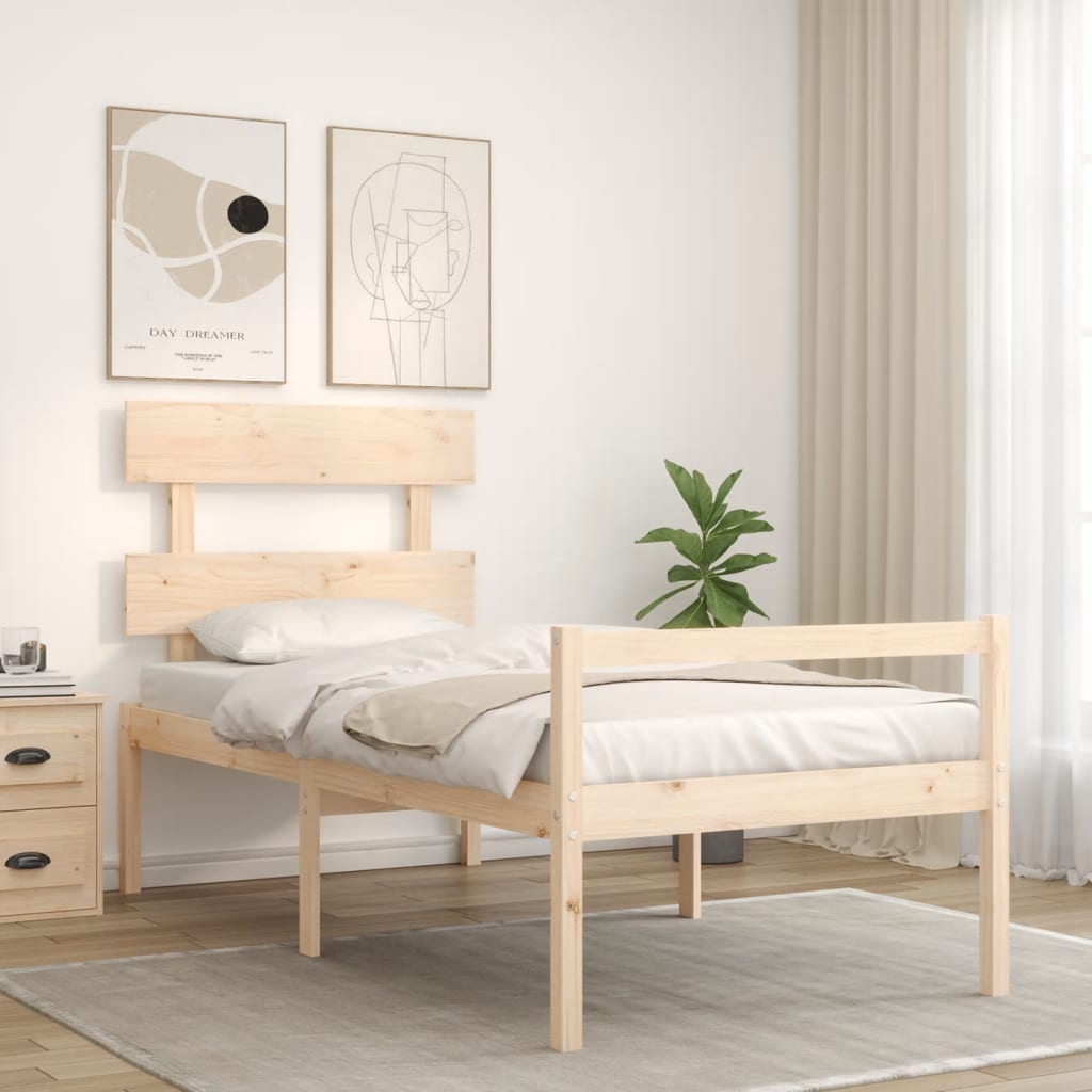 Letto per Anziani con Testiera 90x200 cm in Legno Massello