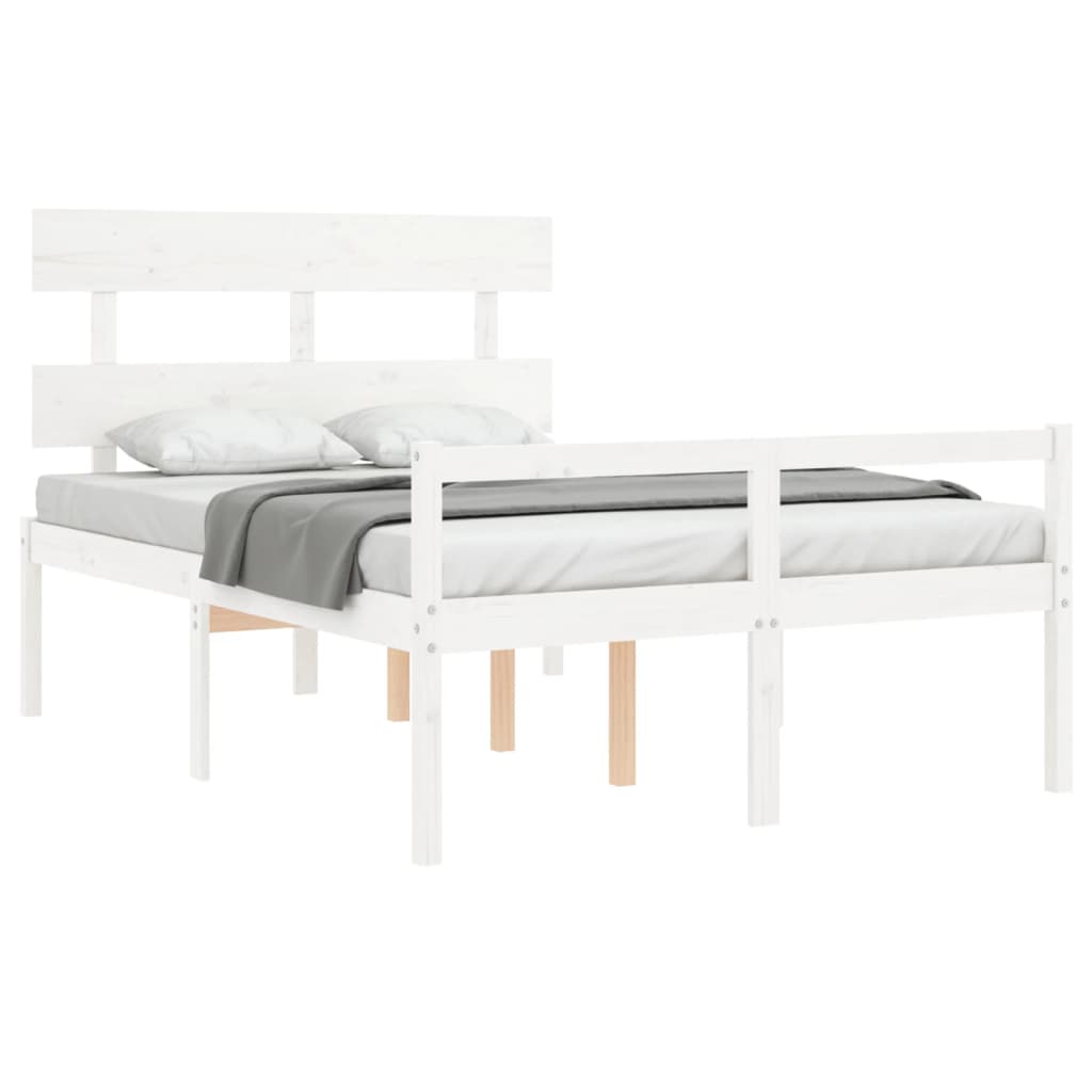 Letto per Anziani con Testiera Bianco 120x200 cm Legno Massello