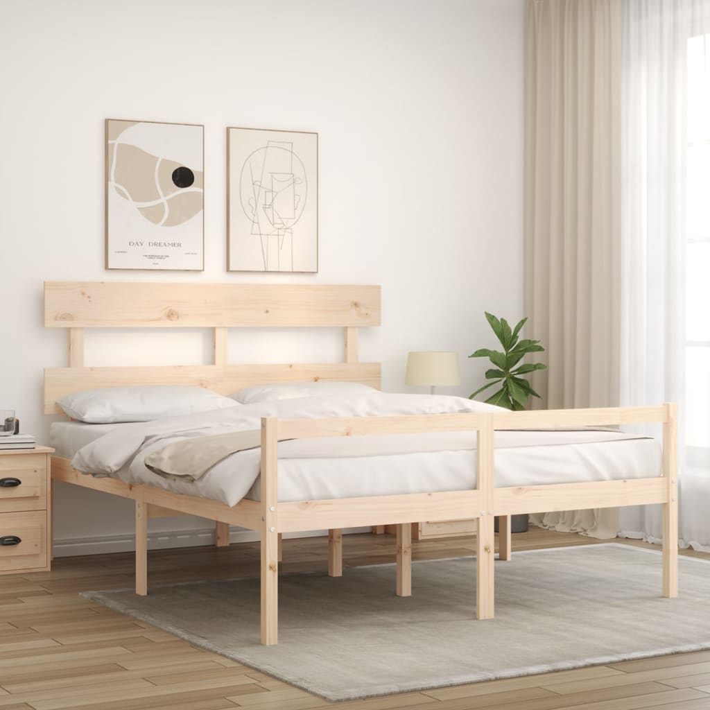 Letto per Anziani con Testiera 160x200 cm in Legno Massello