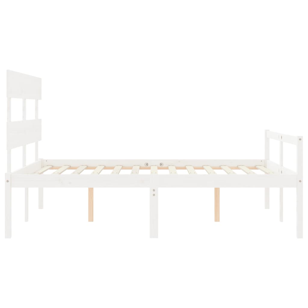 Letto per Anziani con Testiera Bianco 160x200 cm Legno Massello