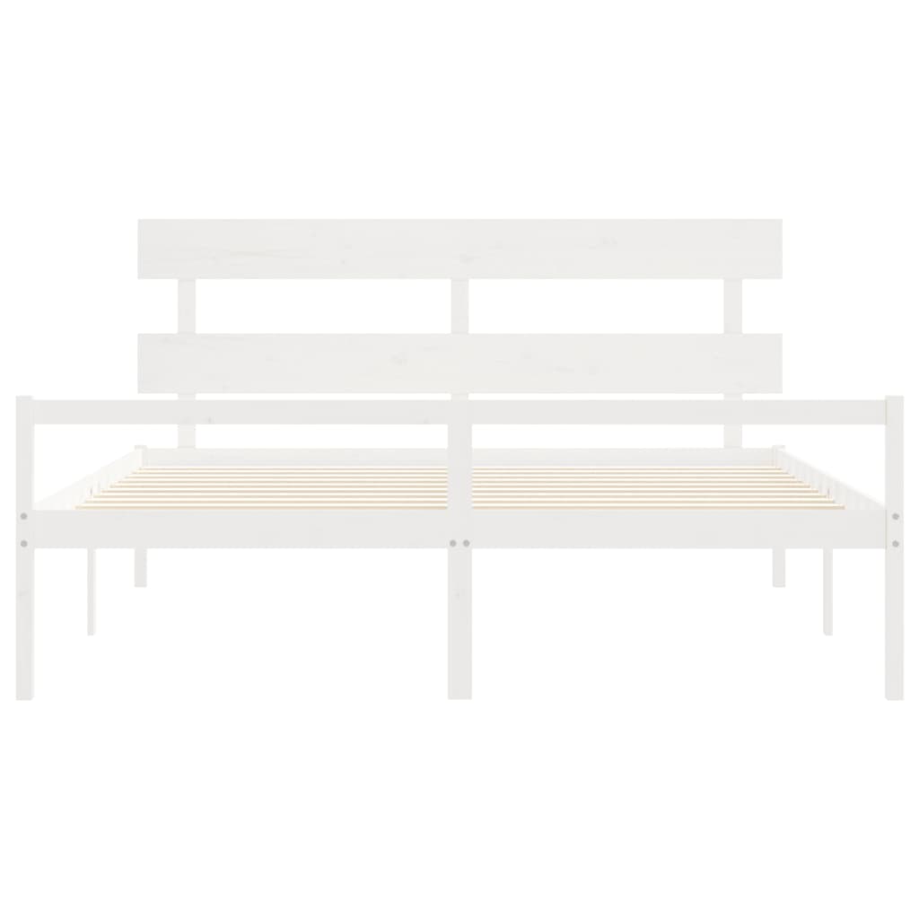 Letto per Anziani con Testiera Bianco Super King Legno Massello