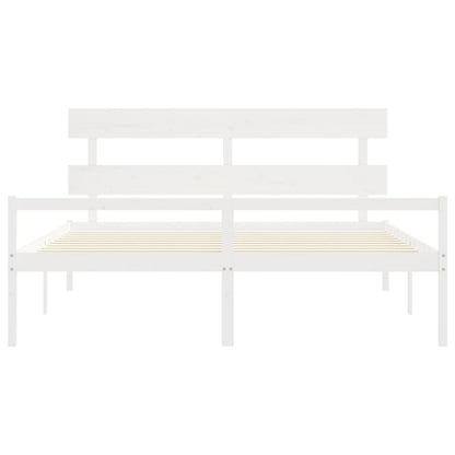 Letto per Anziani con Testiera Bianco Super King Legno Massello