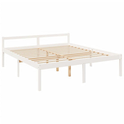 Letto per Anziani con Testiera Bianco Super King Legno Massello