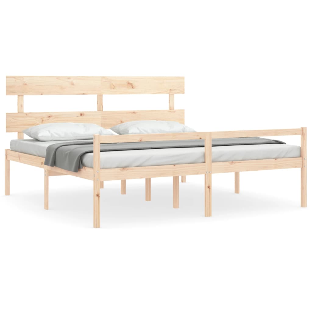 Letto per Anziani con Testiera 200x200 cm in Legno Massello