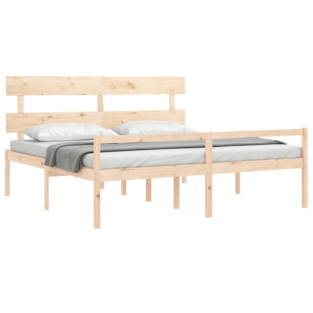 Letto per Anziani con Testiera 200x200 cm in Legno Massello