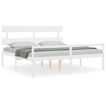 Letto per Anziani con Testiera Bianco 200x200 cm Legno Massello