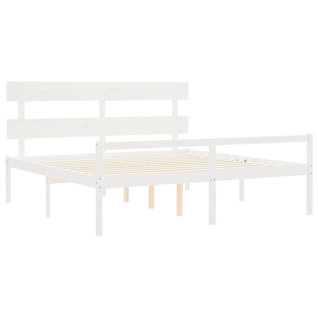 Letto per Anziani con Testiera Bianco 200x200 cm Legno Massello