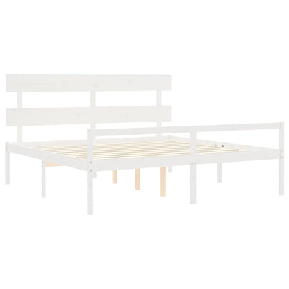 Letto per Anziani con Testiera Bianco 200x200 cm Legno Massello