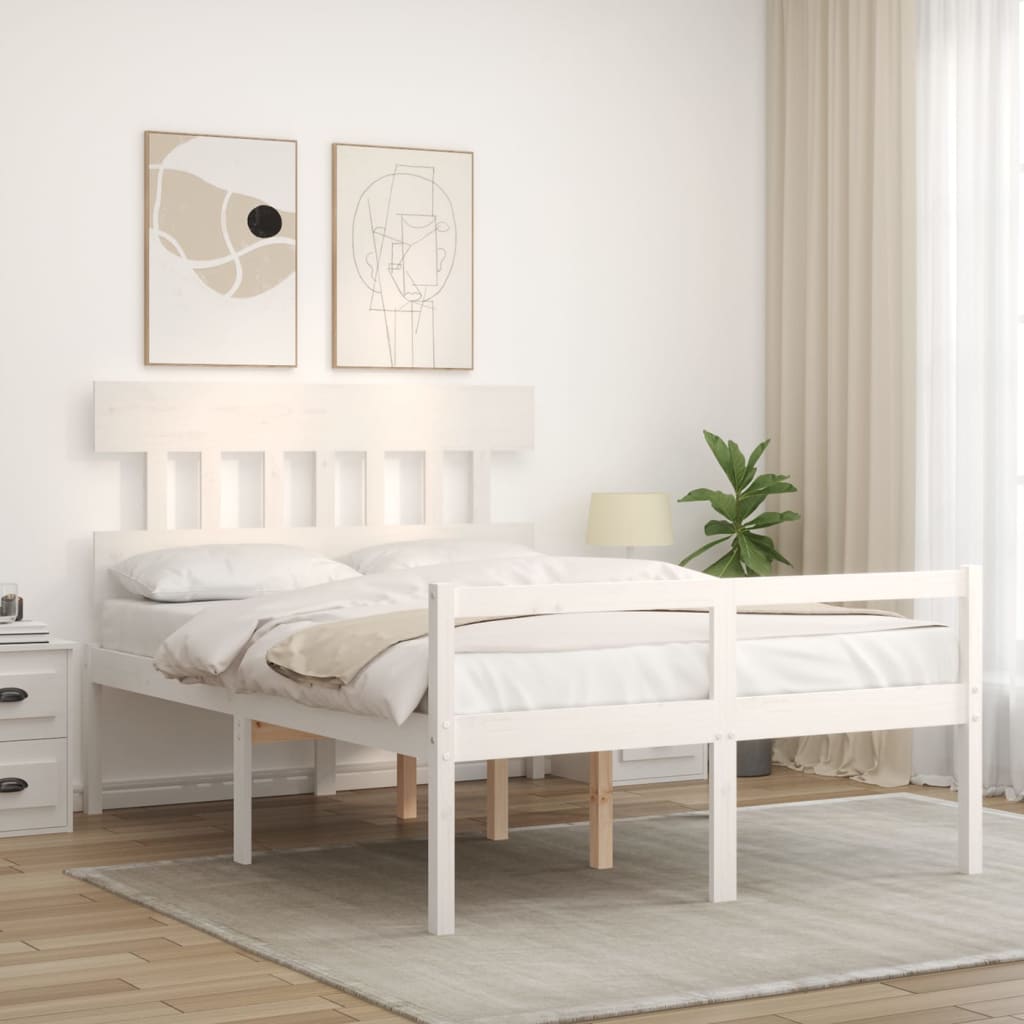 Letto per Anziani Bianco Testiera Small Double Legno Massello | homemem39