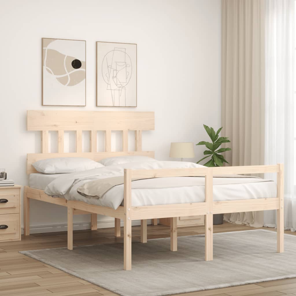 Letto per Anziani con Testiera 140x190 cm in Legno Massello - homemem39