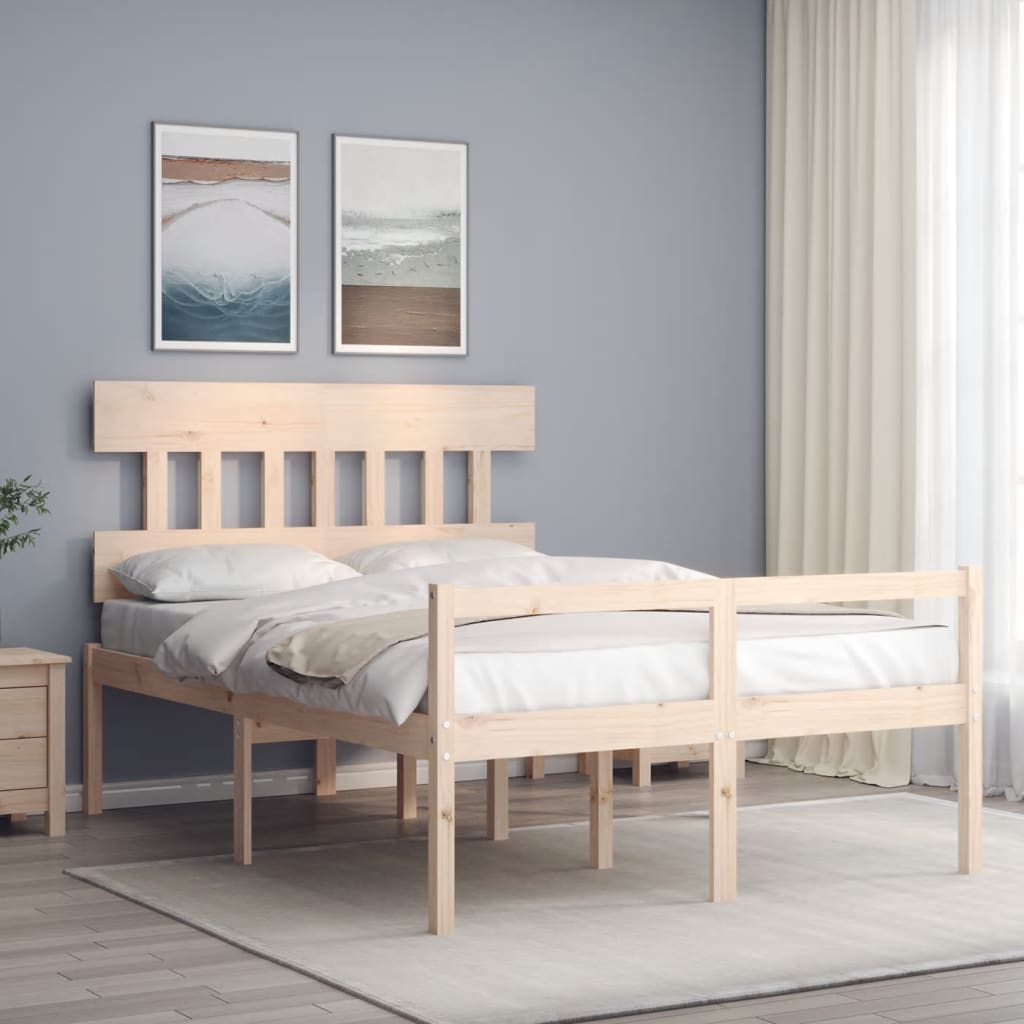 Letto per Anziani con Testiera 140x190 cm in Legno Massello - homemem39